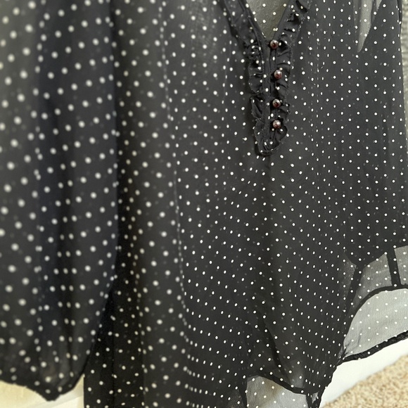 Lily White Black & White Polka Dot Sheer Blouse - Picture 3 of 3